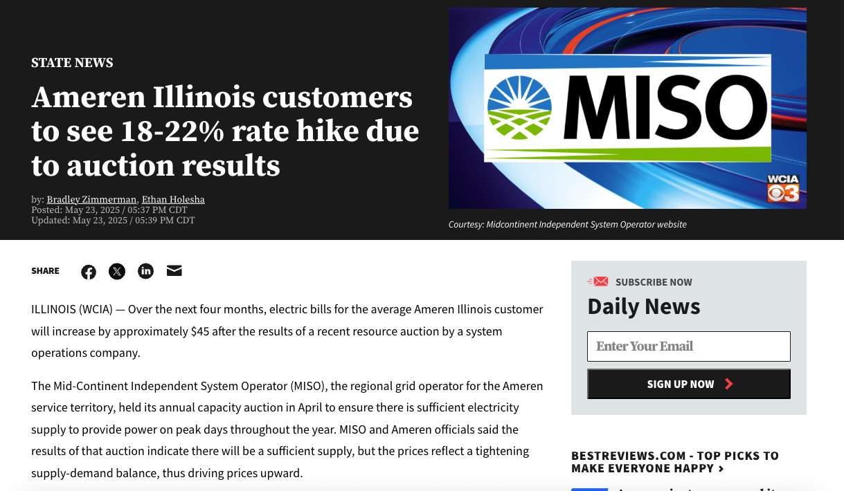 Fight Against Ameren Bill Increases In Illinois and Save 30% on Solar in Vermilion County