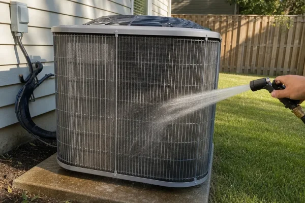 Residential air conditioner condenser coil cleaning service in Danville Illinois